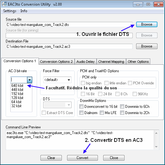 Convertir MKV (+DTS) vers MKV (+AC3)